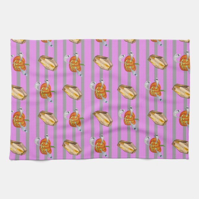 Striped Halloween Tea Towel (Horizontal)