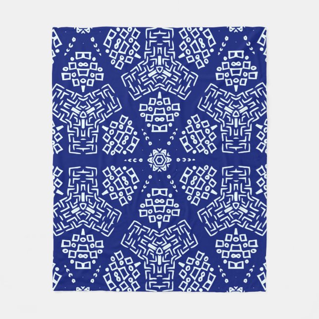 Striped hand painted seamless pattern with ethnic  fleece blanket (Front)