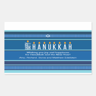 Striped Hanukkah Candles Rectangular Sticker