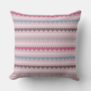 Striped Heart and Circle Pattern Cushion