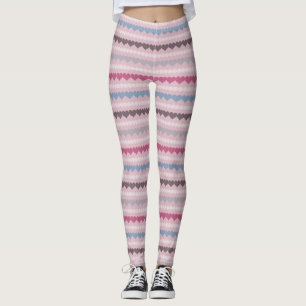 Striped Heart and Circle Pattern Leggings