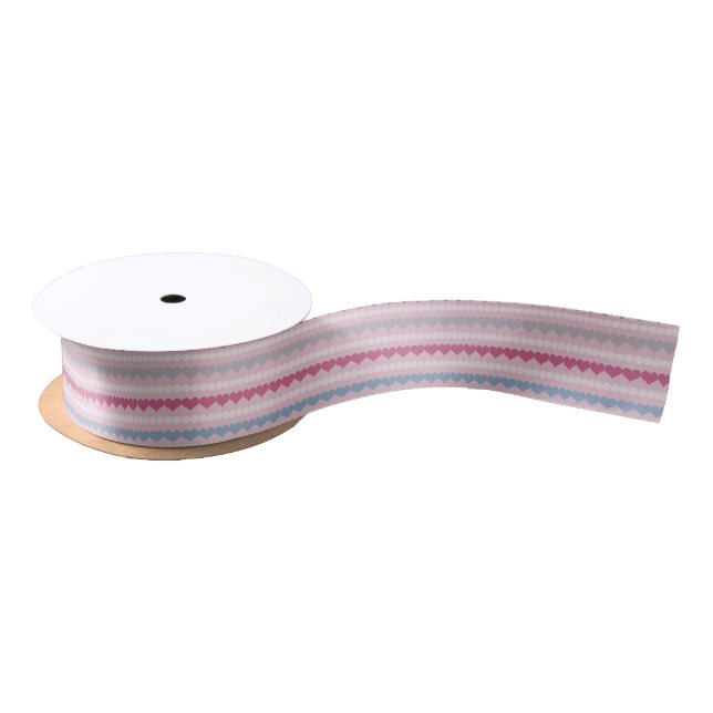 Striped Heart and Circle Pattern Satin Ribbon (Spool)