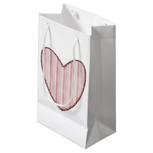 Striped Heart Small Gift Bag (Front Angled)