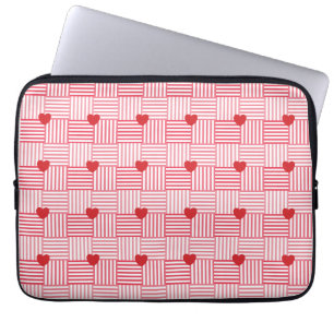 Striped Hearts Patchwork Pattern Laptop Sleeve