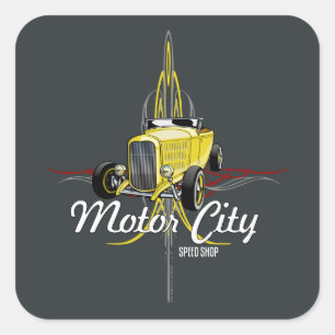 Striped Hi-Boy Roadster Toolbox Decal Square Sticker