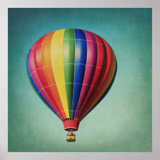 Striped Hot Air Balloon Poster