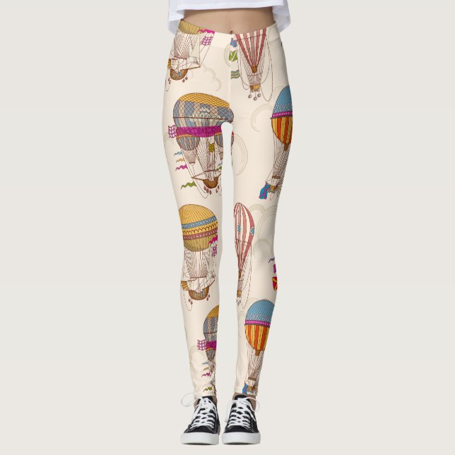 Striped Hot Air Balloons Leggings (Front)