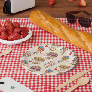 Striped Hot Air Balloons Paper Plate