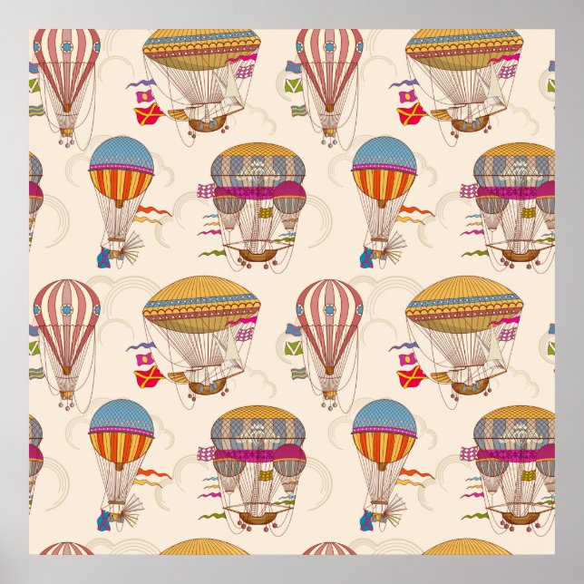 Striped Hot Air Balloons Poster (Front)