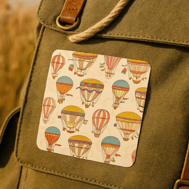 Striped Hot Air Balloons Square Sticker (Creator Uploaded)
