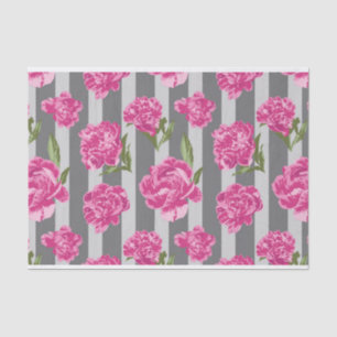 Striped Hot Pink Peony Seamless Pattern Tissue Paper