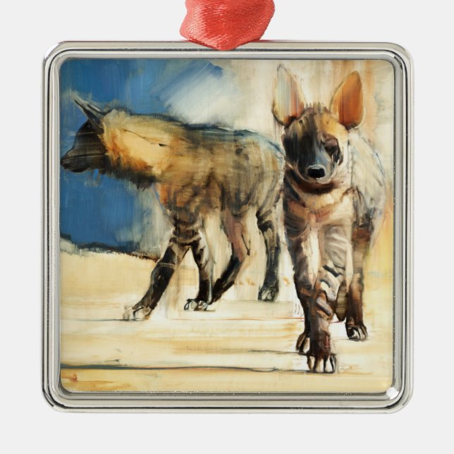 Striped Hyaenas 2010 Metal Tree Decoration (Front)