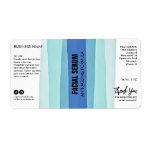Striped Ink Blue Dropper Bottle Serum Labels