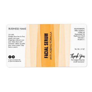 Striped Ink Orange Dropper Bottle Serum Labels