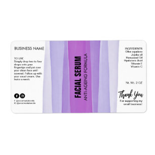 Striped Ink Purple Dropper Bottle Serum Labels