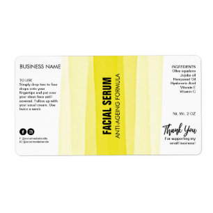 Striped Ink Yellow Dropper Bottle Serum Labels