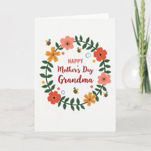Striped Insect Floral Grandma Card