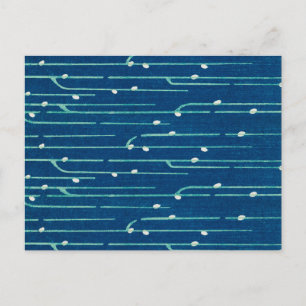 Striped Japanese Woodcut Textile Postcard