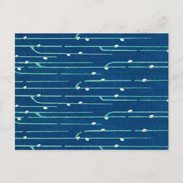 Striped Japanese Woodcut Textile Postcard (Front)