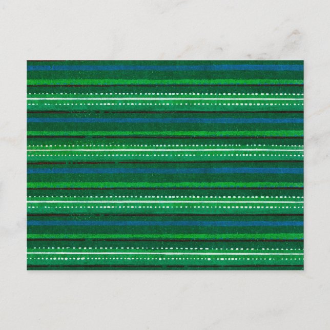 Striped Japanese Woodcut Textile Postcard (Front)