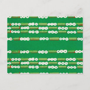 Striped Japanese Woodcut Textile Postcard