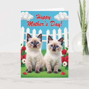 Striped Kitten Garden Scene Card