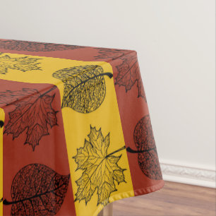 Striped Leaves Fall Season Tablecloth