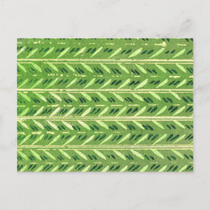 Striped Leaves Japanese Woodcut Textile Postcard