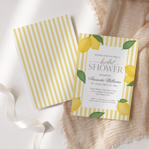 Striped Lemon Italian Mediterranean Bridal Shower  Invitation