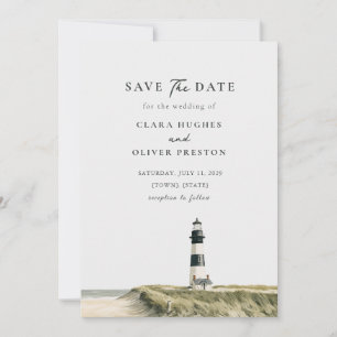 Striped Lighthouse Sea Oats Outer Banks Wedding Save The Date