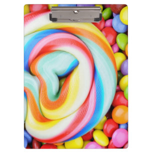 Striped Lollipop And Multicolored Smarties Clipboard