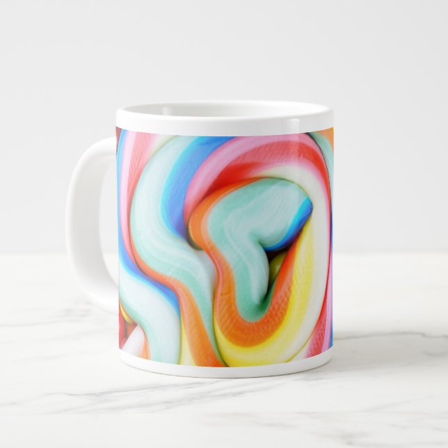 Striped Lollipop And Multicolored Smarties Large Coffee Mug (Front Left)