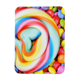 Striped Lollipop And Multicolored Smarties Magnet