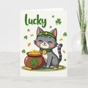 Striped Lucky Cat Pattern Card