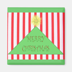 Striped Merry Christmas Tree Magnet