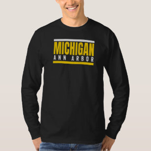 Striped Michigan YellowWhite Retro Striped Michiga T-Shirt