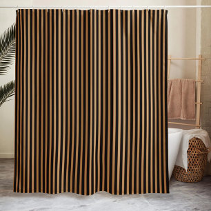 Striped Minimalist Black  Shower Curtain