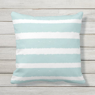 Striped Mint Turquoise Blue White Stripe Nautical Cushion