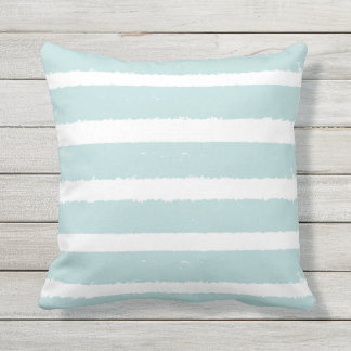 Striped Mint Turquoise Blue White Stripe Nautical Cushion