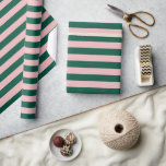 Striped Modern Christmas Holiday Green Pink  Wrapping Paper<br><div class="desc">This is a preppy pink & green striped wrapping paper. Ideal for the holiday season for Christmas or New Year's. You can find additional coordinating items in our "Modern Pink & Green Holiday" collection.</div>