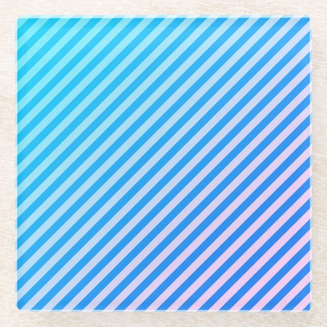 Striped Modern Coaster in Aqua and Pink (Front)