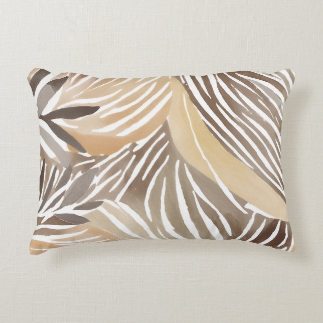Striped Modern Neutral Beige Simple Decorative Cushion (Front)