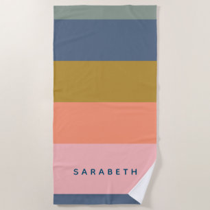 Striped Modern Simple Multicolored Personalised Beach Towel