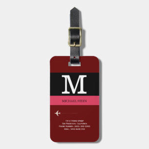 striped modern travel monogram luggage tag