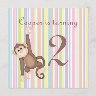 Striped Monkey Birthday Invitation
