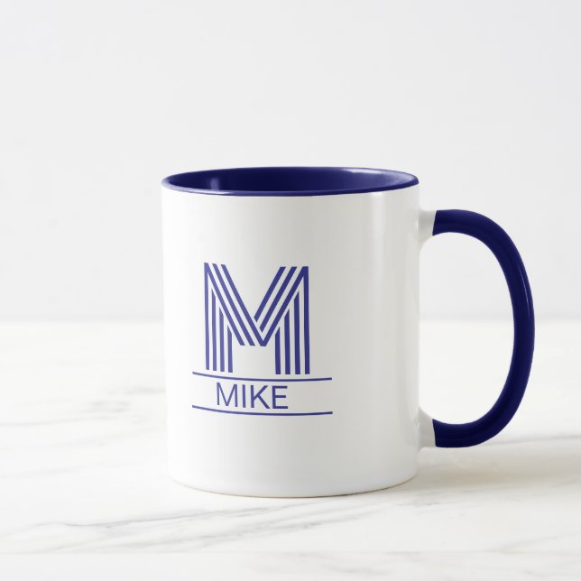 Striped Monogram Initial & Name Two-Tone  Mug (Right)