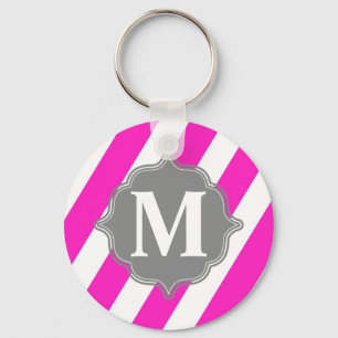 Striped Monogram Key Chain