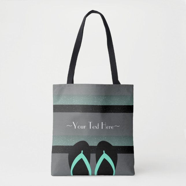 Striped Monogram Sea Mint Green Full Print Tote Bag (Front)