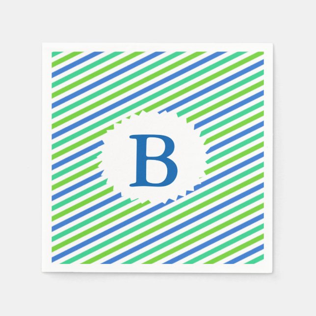 Striped Monogrammed Paper Napkins (Front)