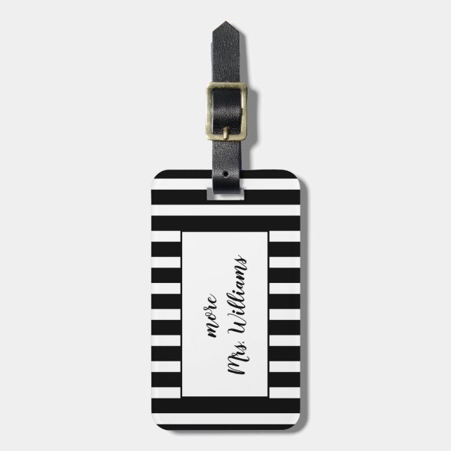 Striped more Mrs. Luggage Tag (Front Vertical)